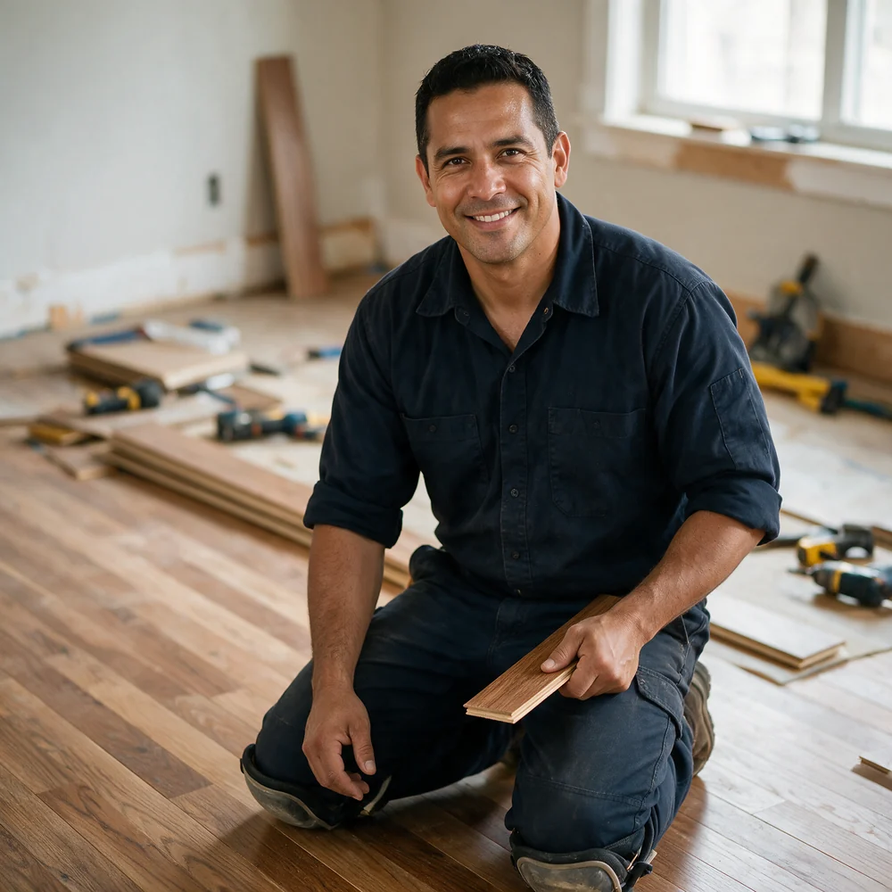 Flooring Installer at work