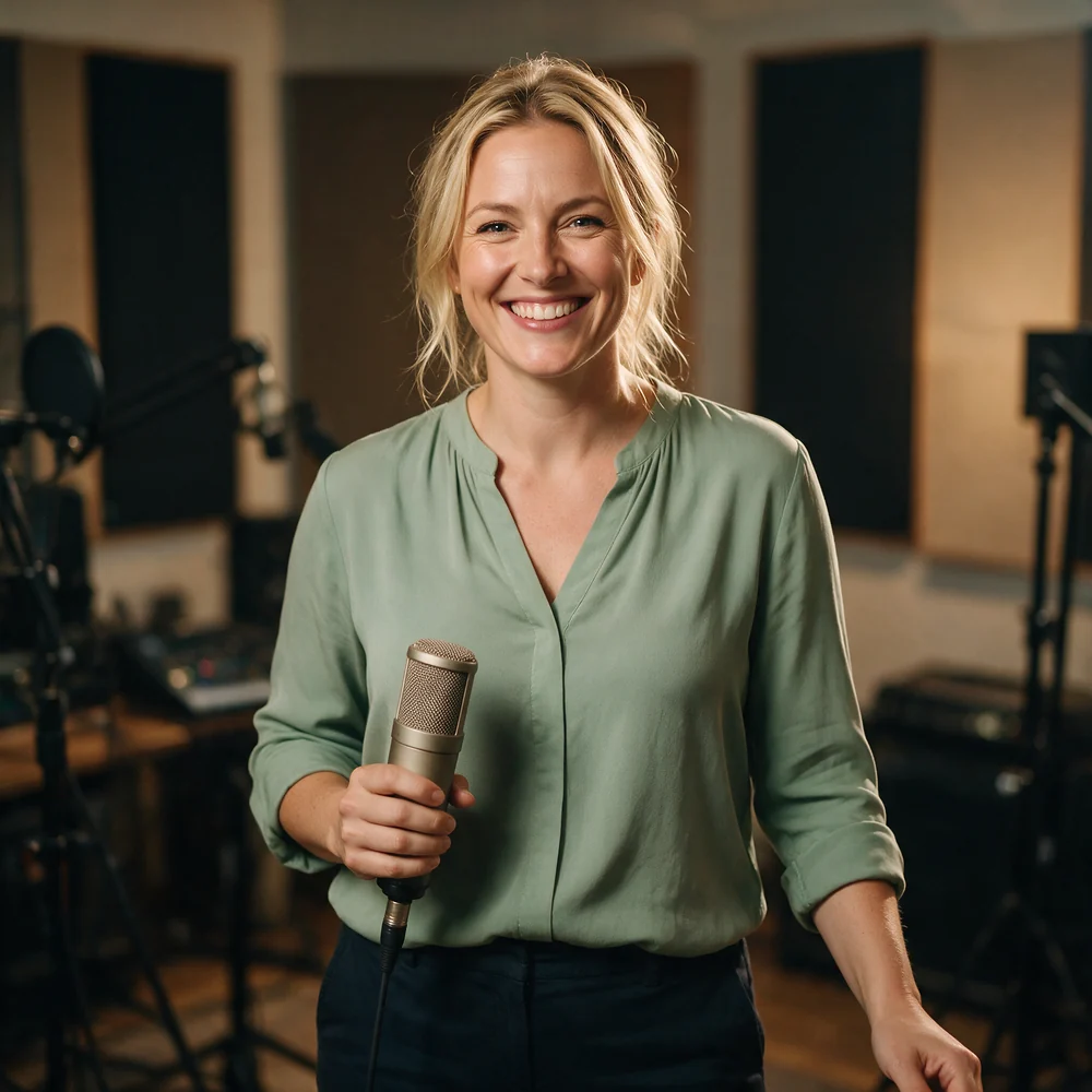 Podcast Host at work