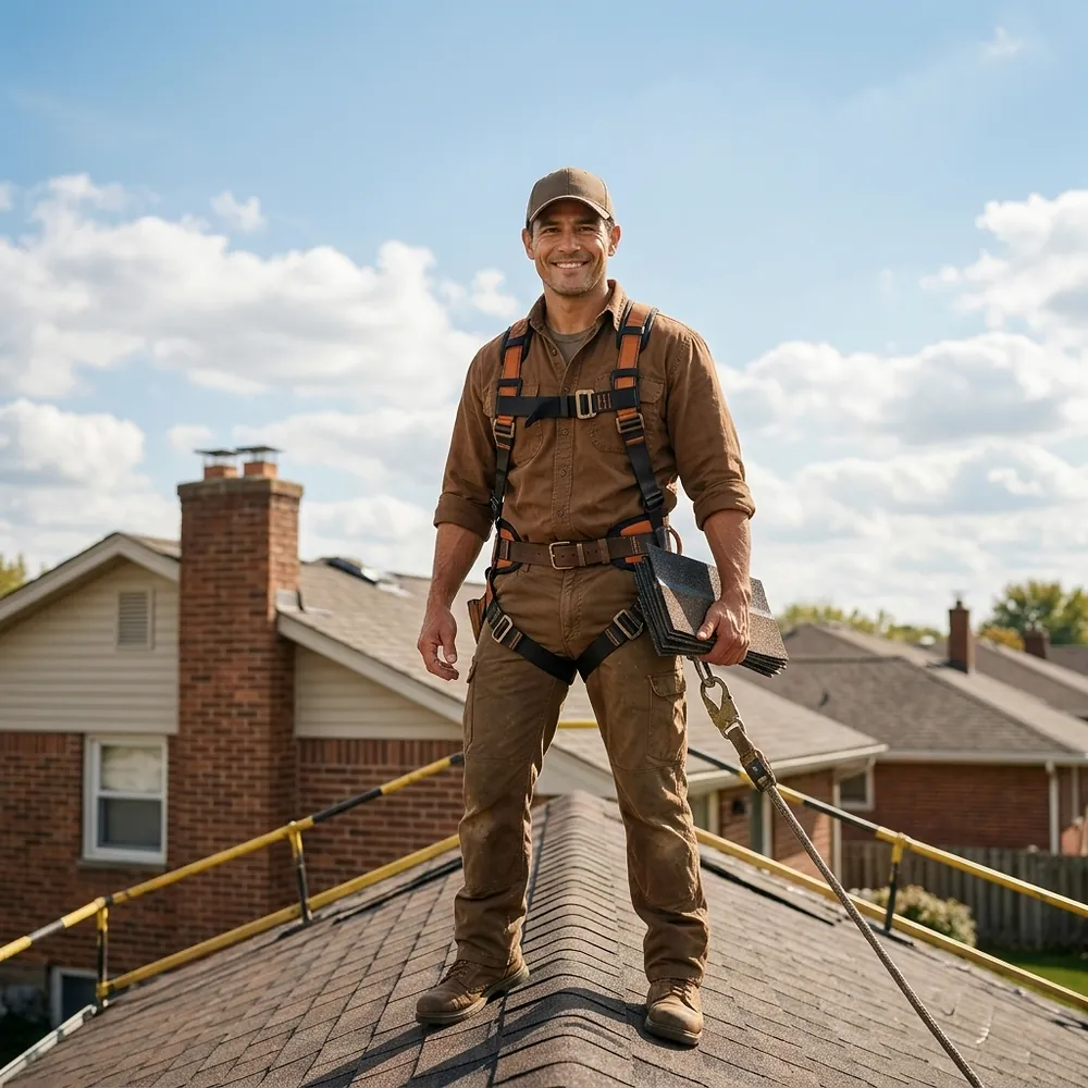 Roofer at work